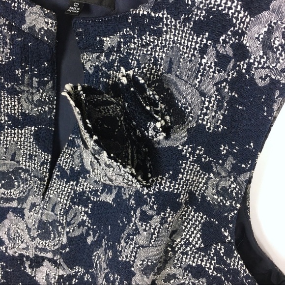 NINE WEST Dress Sheath Floral Flower Tweed Easter Wedding Guest Attire Size 12 - Picture 3 of 11